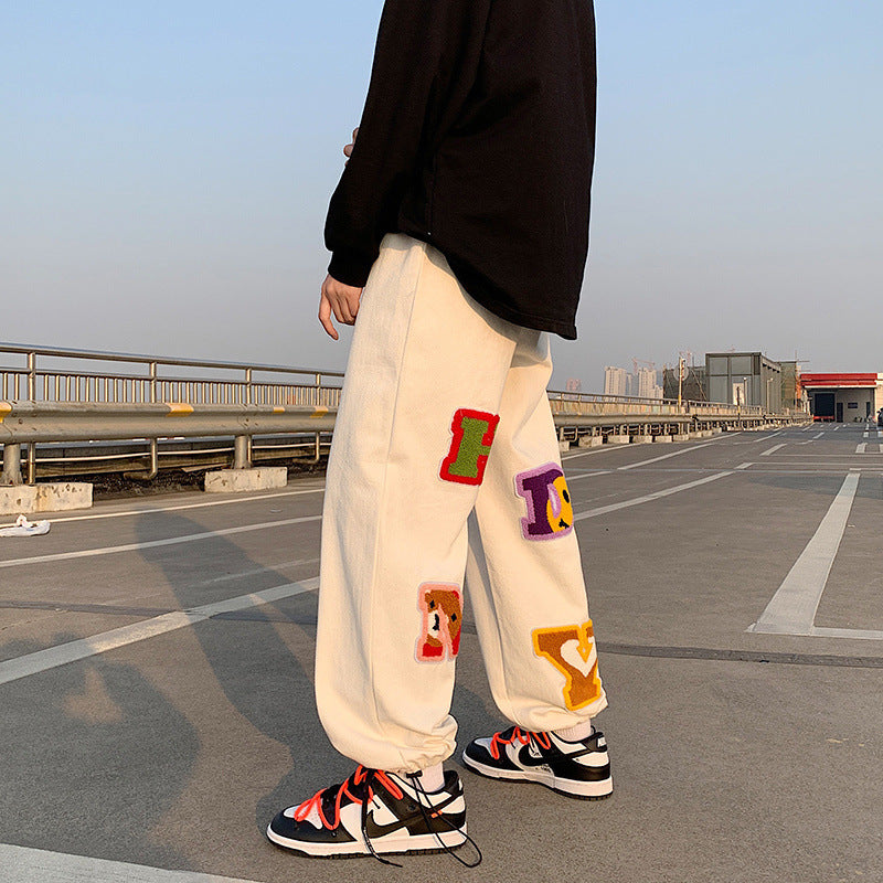 New Style Towel Embroidered Letters Casual Pants For Men