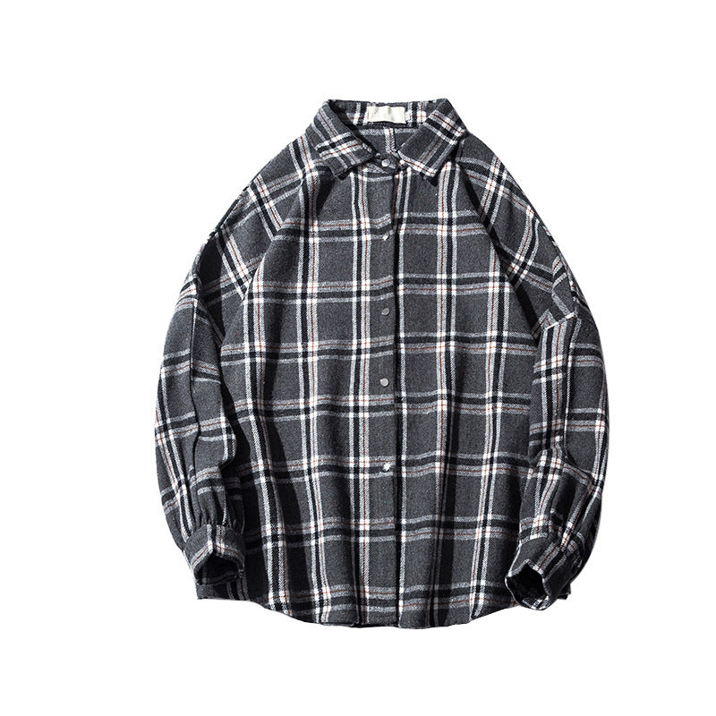 Autumn plaid shirt men's Korean style trendy shirt