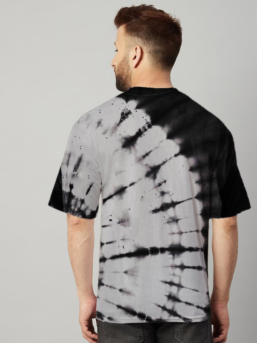 Black And Grey Tie And Die Oversize T-shirt For Men