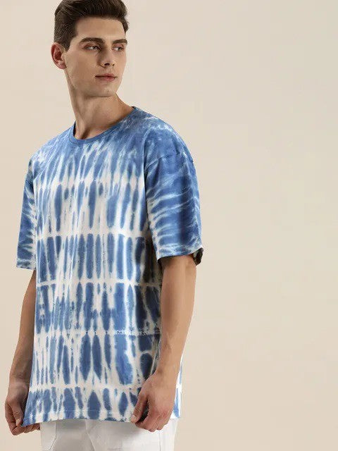 Sky And White  Tie And Die Oversize T-shirt For Men