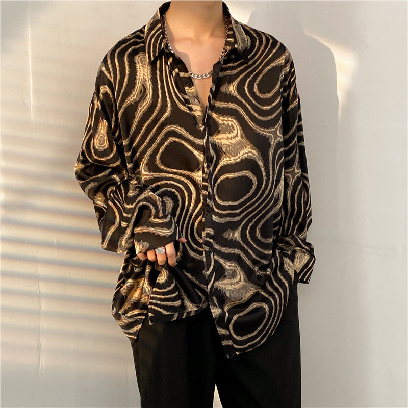 Mens Temperament Fashion Casual Printed Shirt