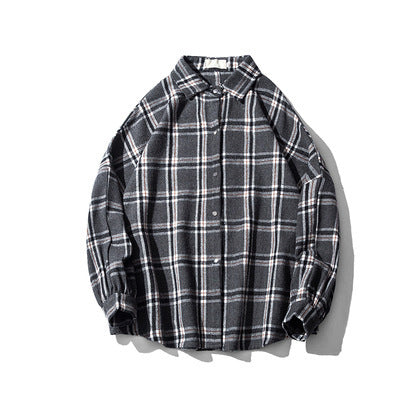 Autumn plaid shirt men's Korean style trendy shirt