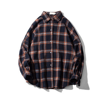 Autumn plaid shirt men's Korean style trendy shirt