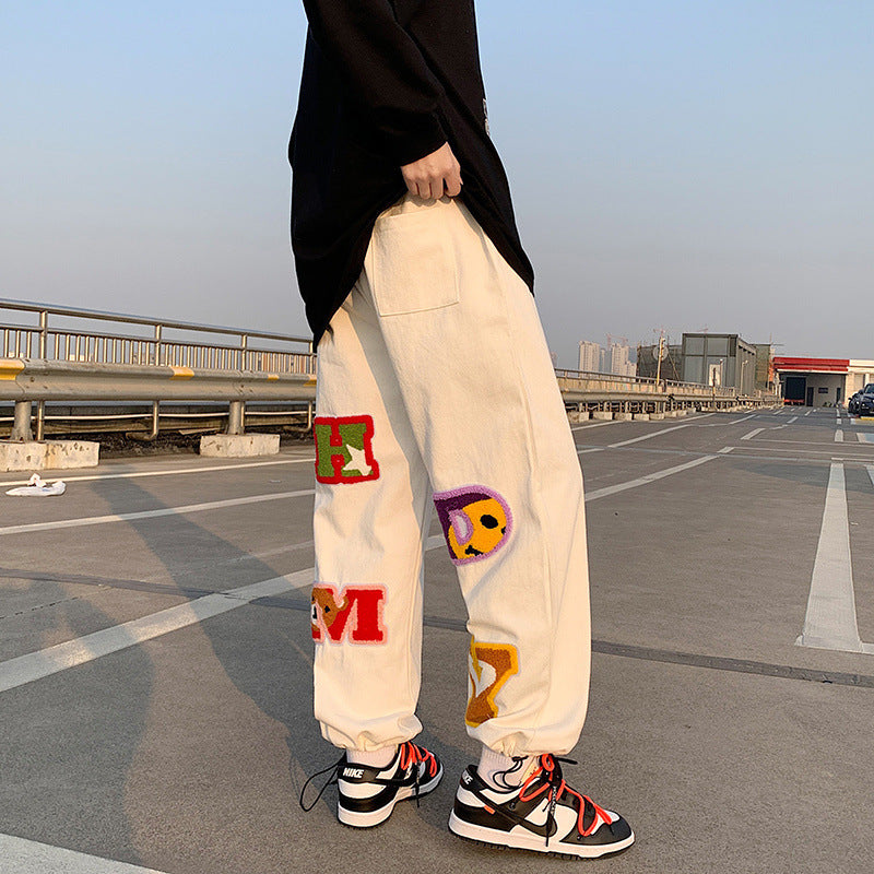 New Style Towel Embroidered Letters Casual Pants For Men