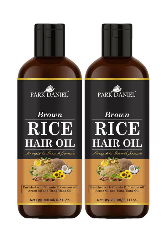 Park Daniel Premium Brown Rice Hair Oil Enriched With Vitamin E - For Strength and Hair Growth Combo Pack 2 Bottle of 200 ml(400 ml)