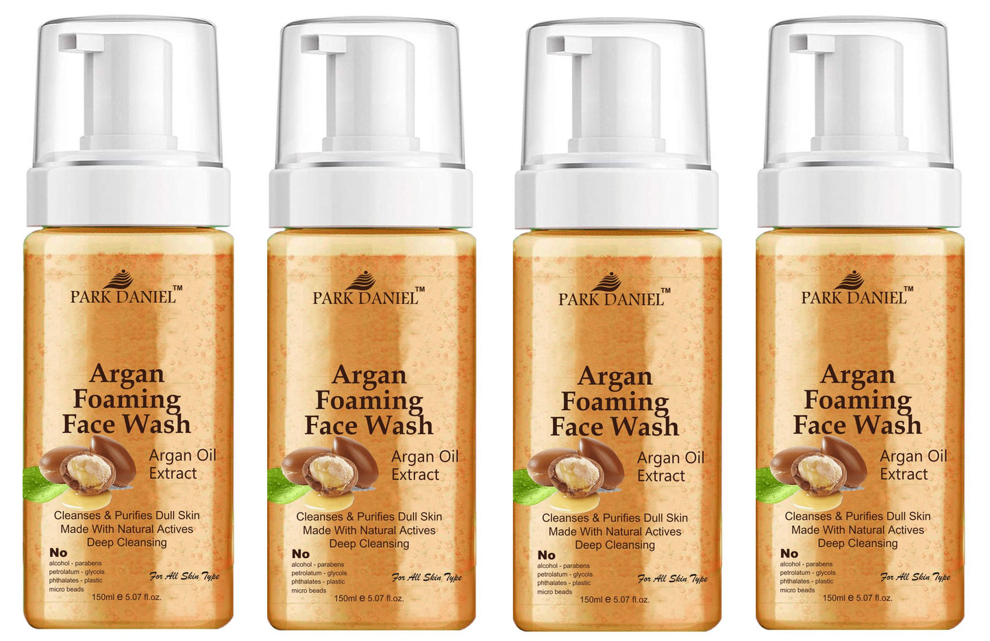 Park Daniel Argan Oil Foaming Face Wash For Deep Cleansing for Normal to Dry Skin Combo Pack of 4 of 150 ML(600 ML)