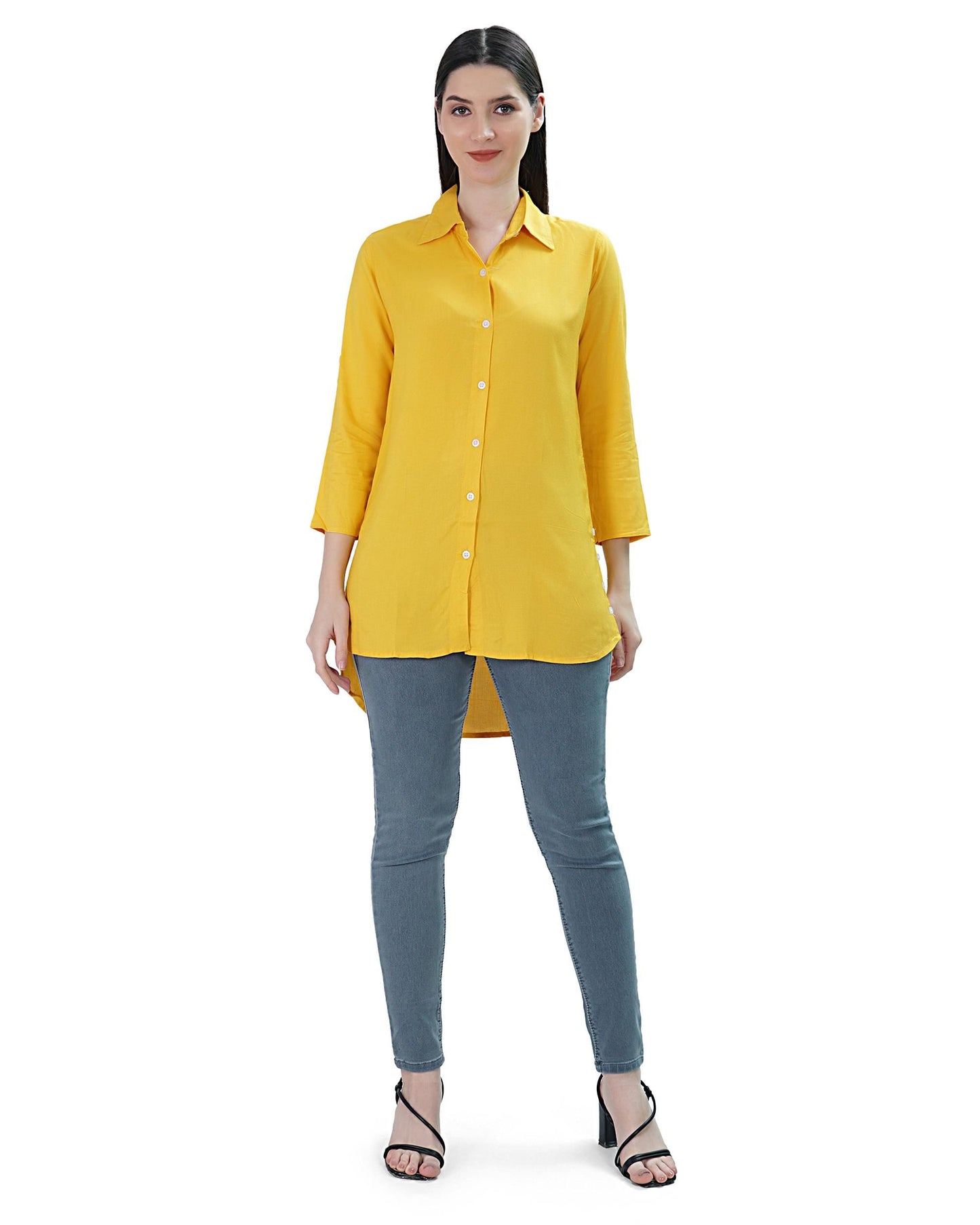 Lily Buds Womens Long Tunic Top (Yellow)