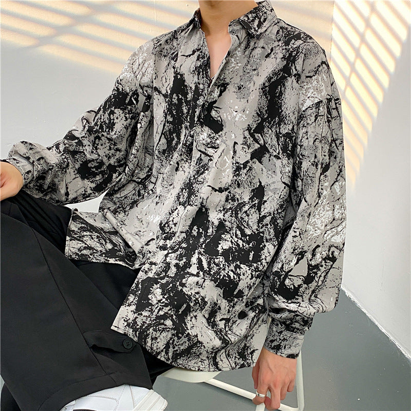 Mens Temperament Fashion Casual Printed Shirt