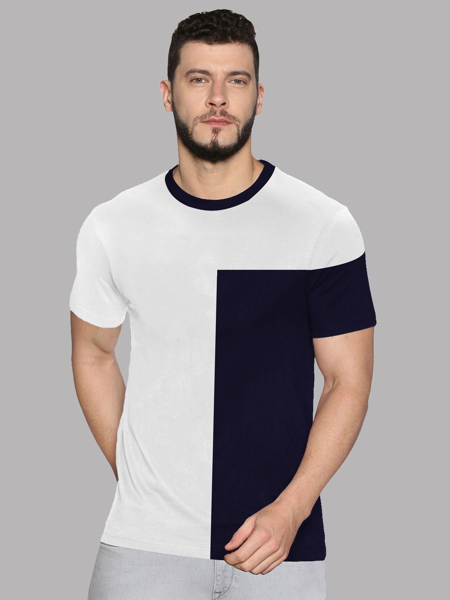 UrGear Cotton Color Block Half Sleeves Mens Round neck T-Shirt