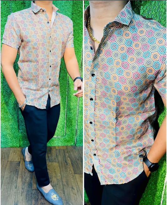 Lycra Printed Men's Shirt