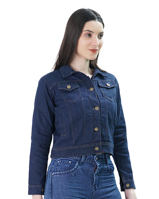 Lily Buds Denim Jacket For Women (Navy Blue)