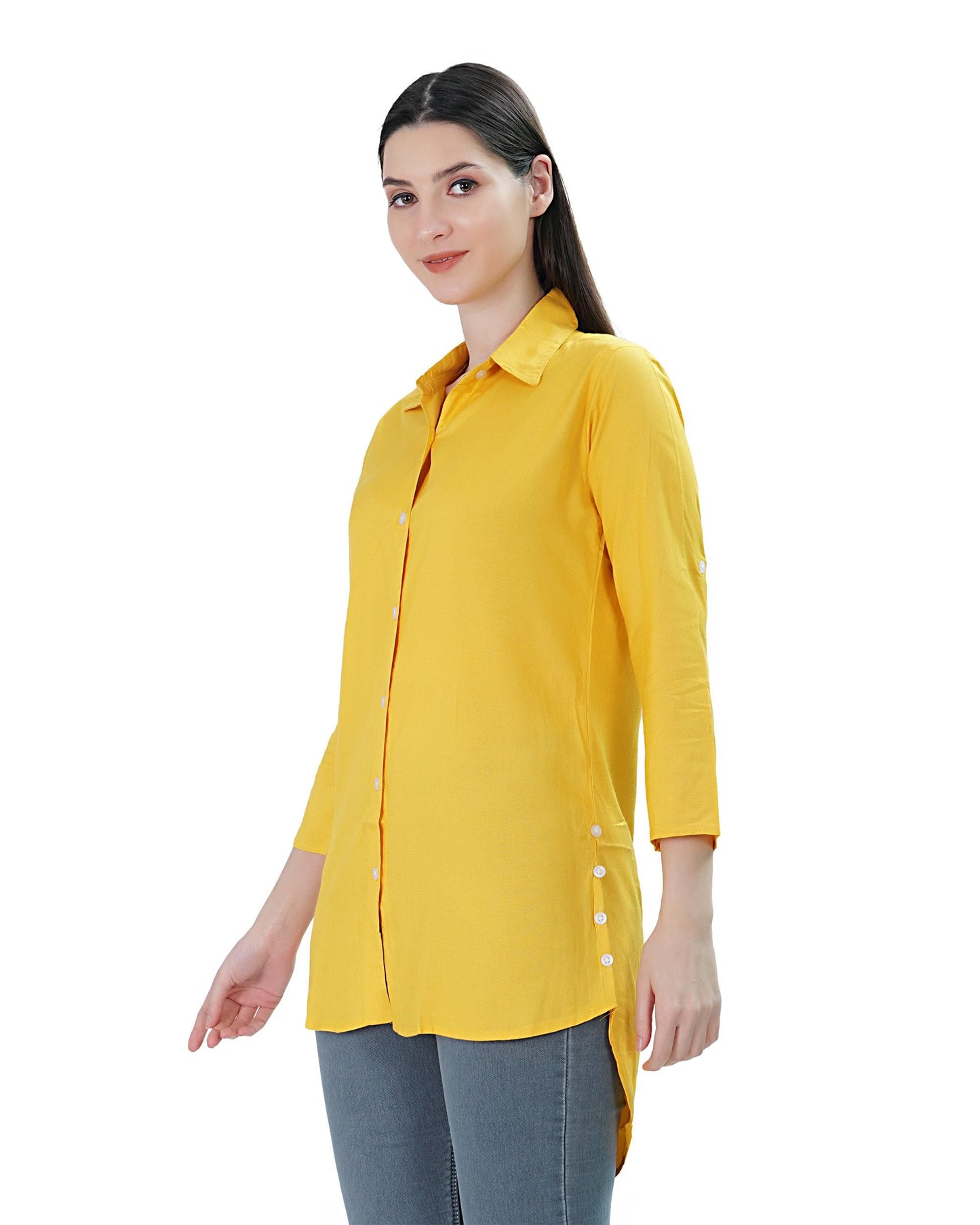 Lily Buds Womens Long Tunic Top (Yellow)