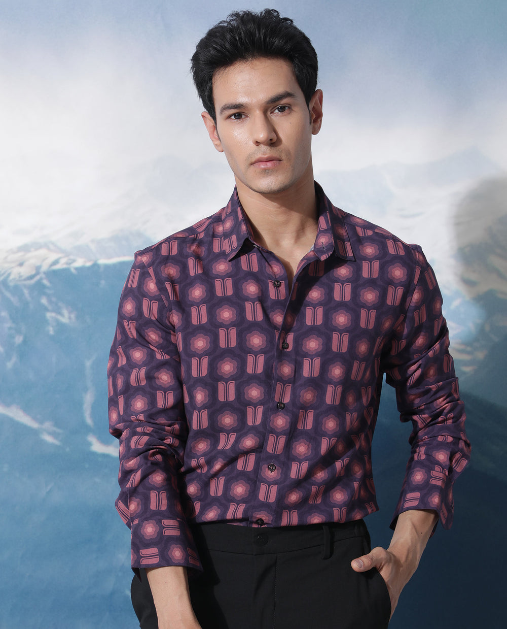 Men's Poly Cotton Printed Full Sleeves Shirt