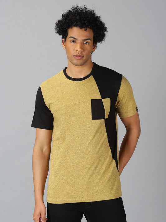 UrGear Cotton Color Block Half Sleeves Mens Round Neck T-Shirt