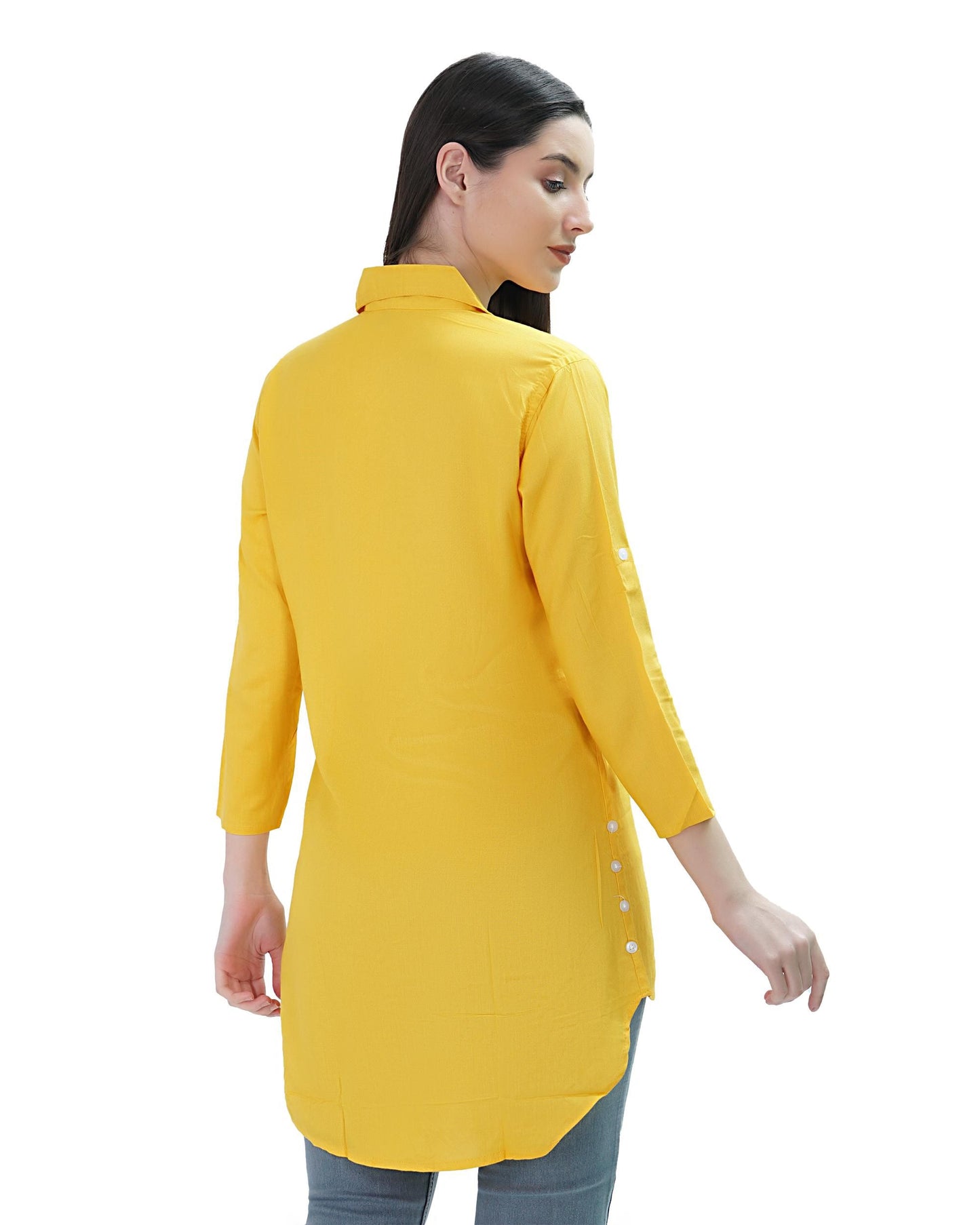 Lily Buds Womens Long Tunic Top (Yellow)