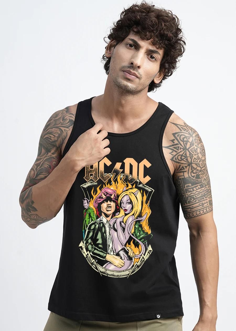 Teeshut Black Mens Printed Vest