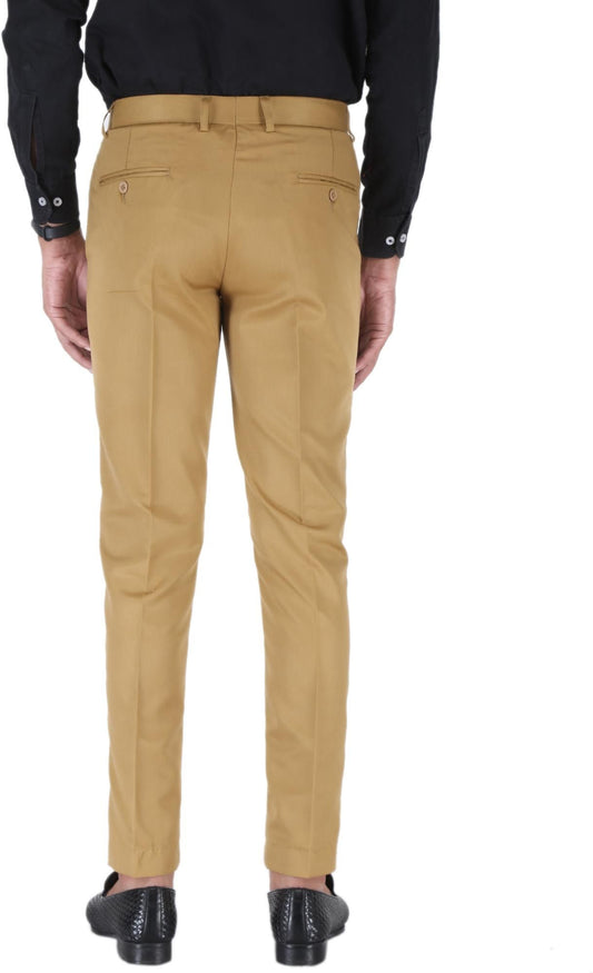 SREY Men Slim Fit Khaki Polyester Blend Trousers