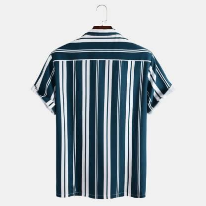 Rayon Stripes Half Sleeves Regular Fit Mens Casual Shirt