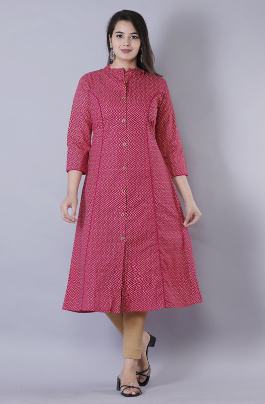 Attractive Printed Cotton Blend Kurti