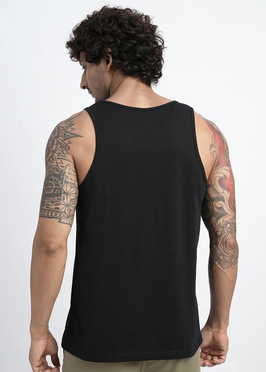 Teeshut Black Mens Printed Vest