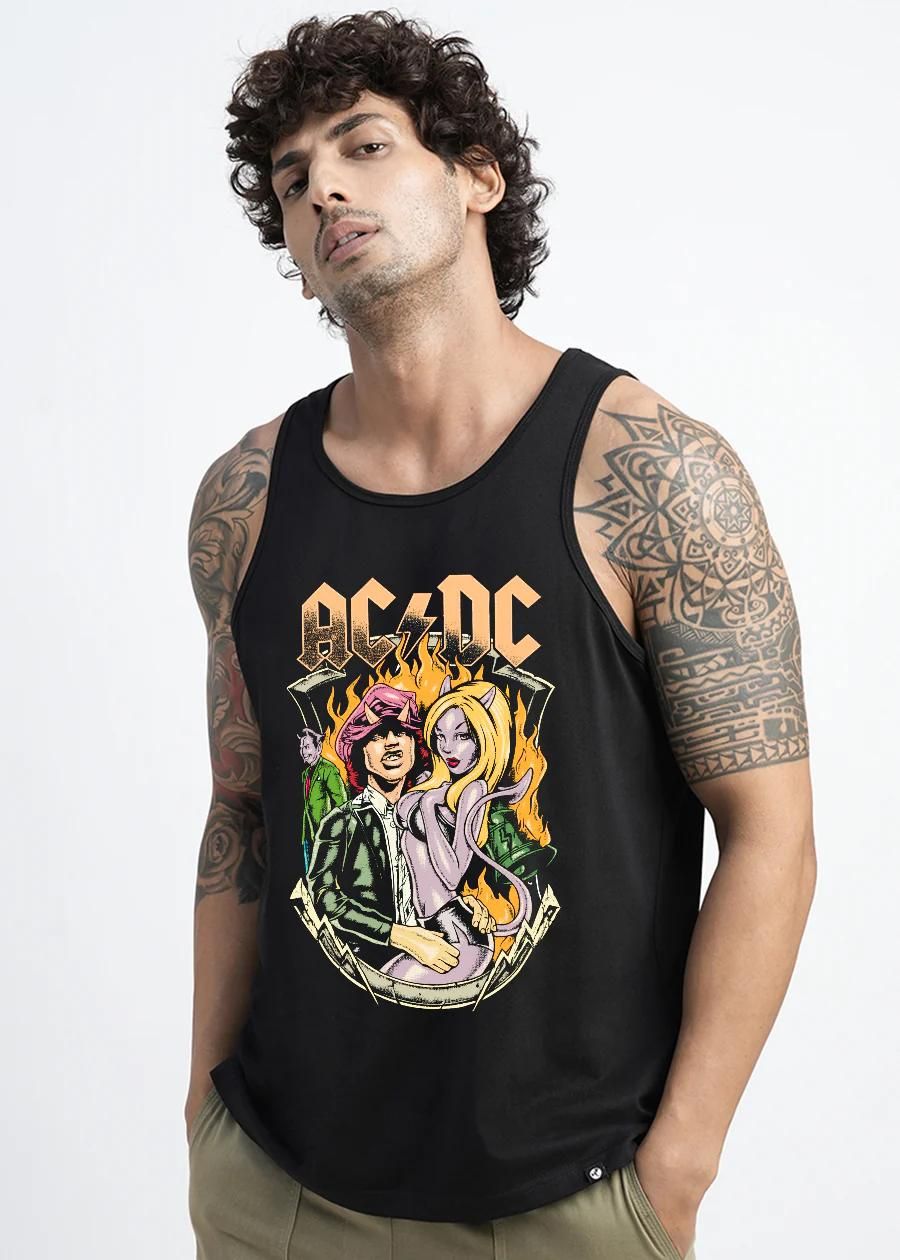 Teeshut Black Mens Printed Vest