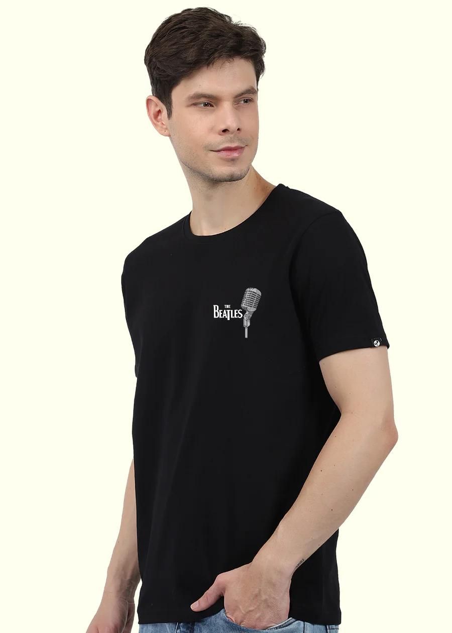 Teeshut Black Mens Printed Half Sleeves T-shirt