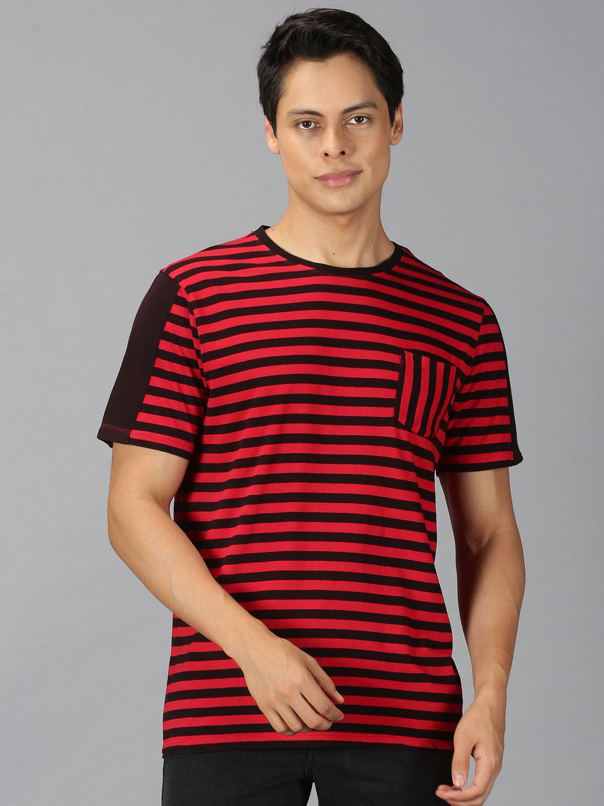 UrGear Cotton Stripes  Half Sleeves Mens Round Neck T-Shirt