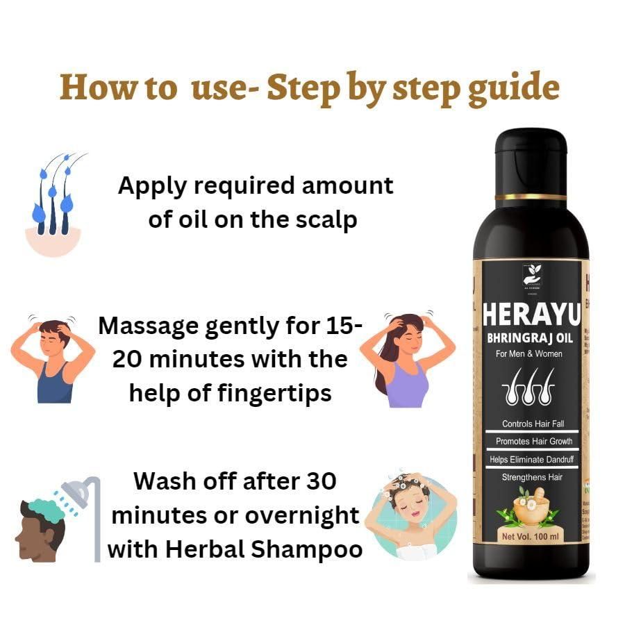 Herayu Bhringraj Ayurvedic Hair Oil Promote Hair growth, Hair Fall Control For Men & Women (Pack of 2)