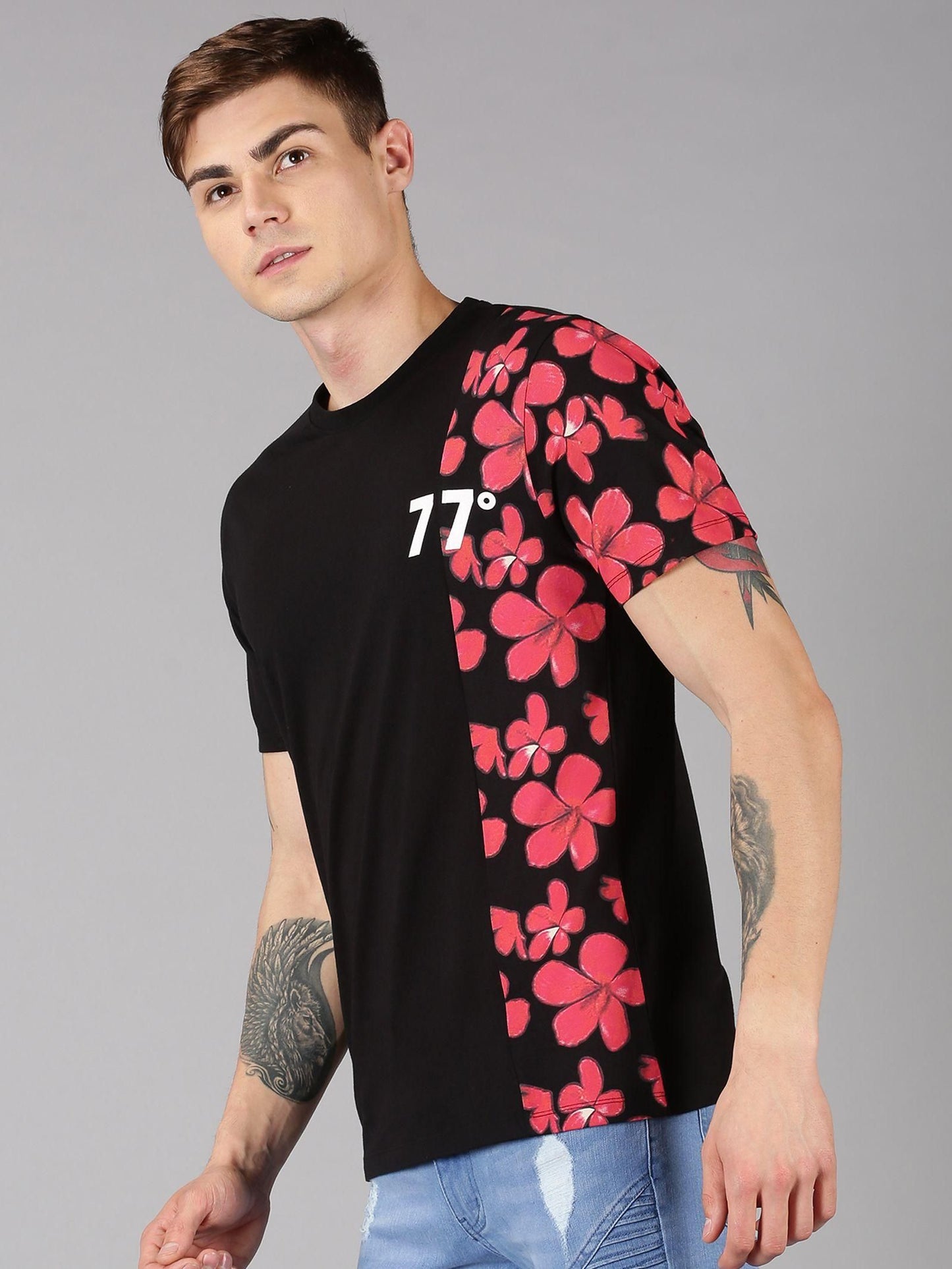 UrGear Cotton Printed Half Sleeves Round Neck Mens T-Shirt