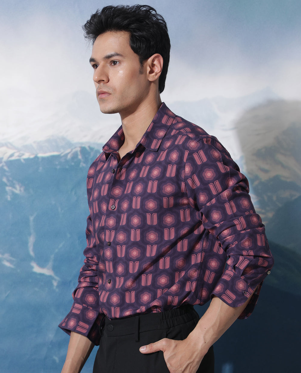 Men's Poly Cotton Printed Full Sleeves Shirt