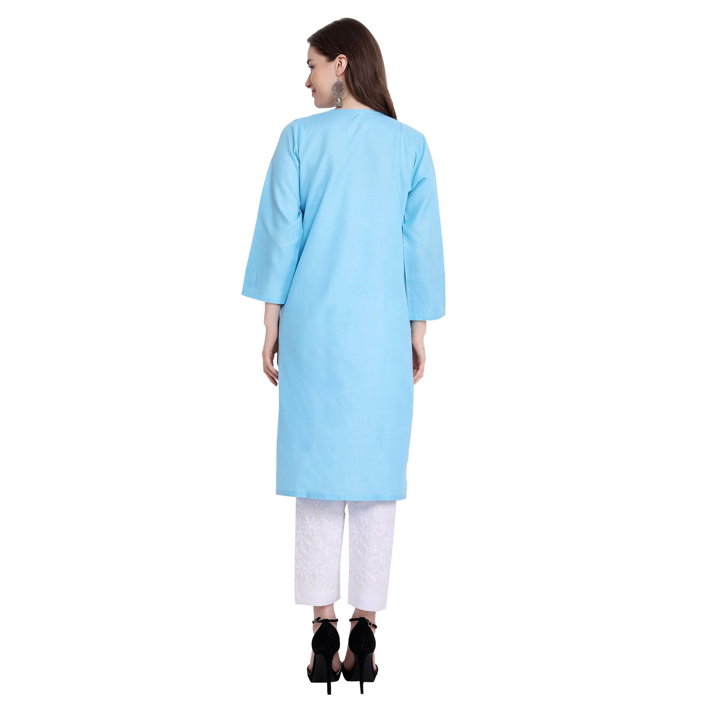 Women Embroidered Lucknowi Straight Kurta