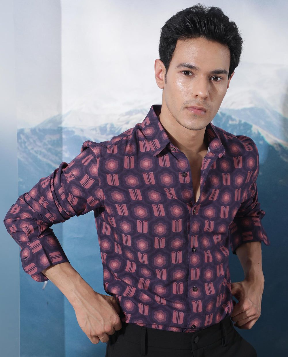 Men's Poly Cotton Printed Full Sleeves Shirt