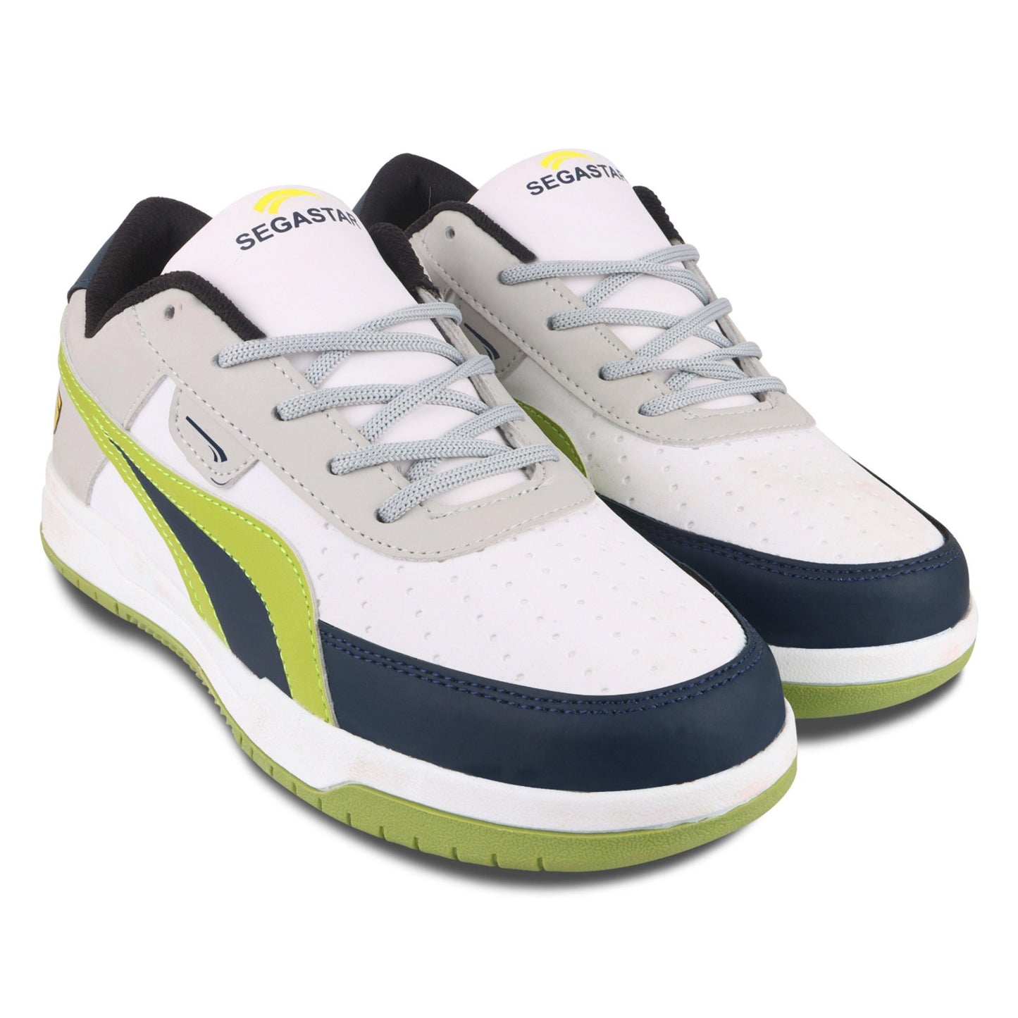 Richale Segastar White Blue and Parrot Green Mens Casual Shoes