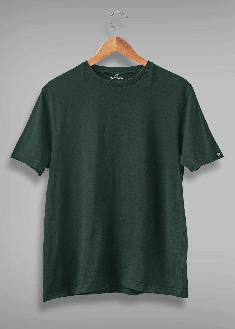 Teeshut Moss Green Mens Solid Half Sleeves T-shirt