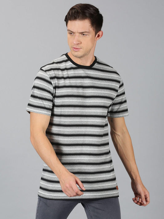 UrGear Stripes Half Sleeves Round Neck Mens T-Shirt