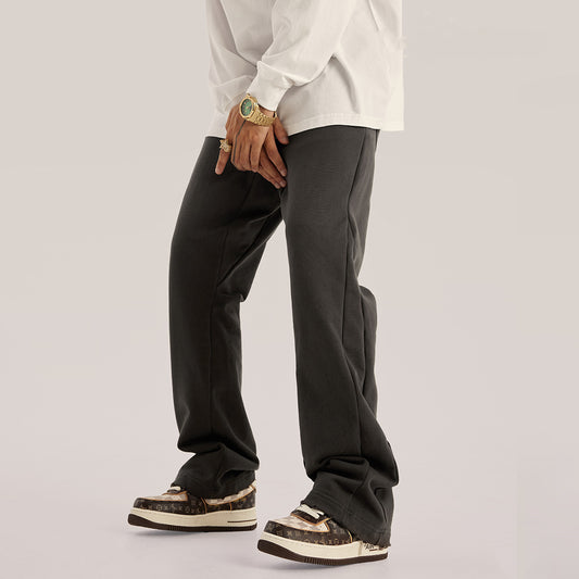 Mens Solid Color Peplum Simple Pants Loose Casual Pants