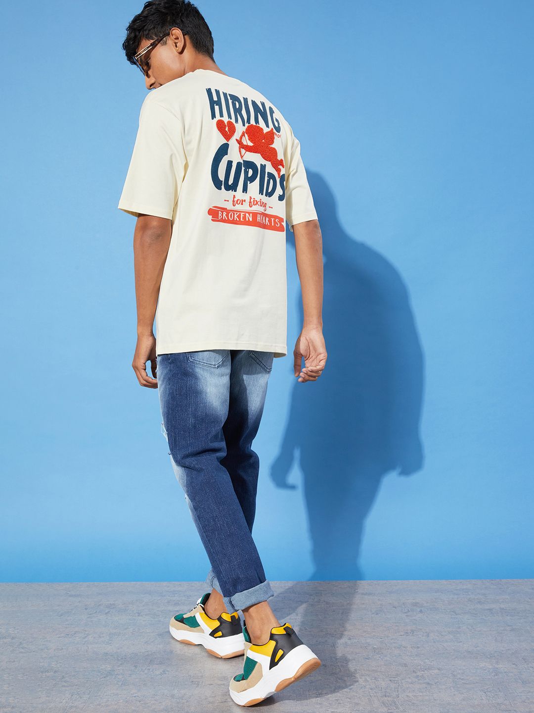 Difference of Opinion Off White Typographic Oversized T-Shirt